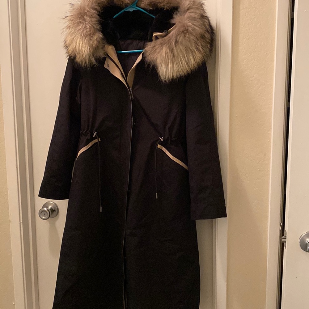 Luxury long Parka jacket coat with real fur New